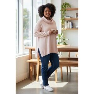 Cato Long Sweater Light Pink Turtleneck Stretch long Sleeve Tunic 18/20W 2X